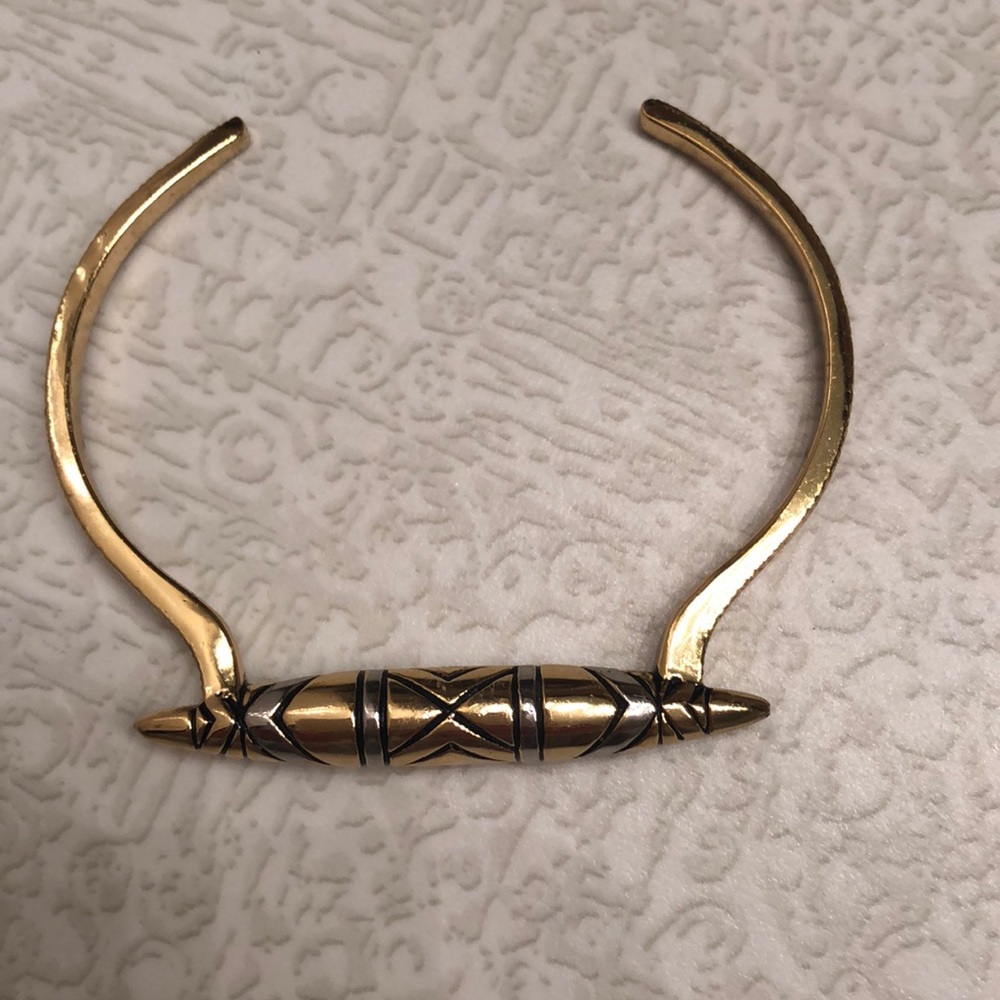 House of Harlow 1960 two-tone geometric cuff bracelet.